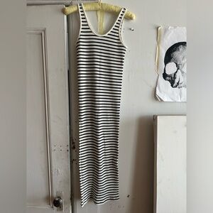 Striped Black and White Sleeveless Dress
